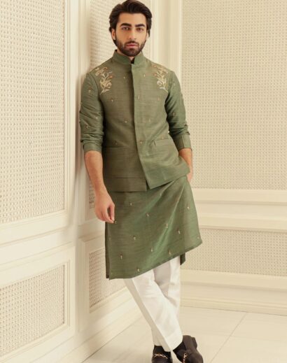 Mehndi Green Waistcoat