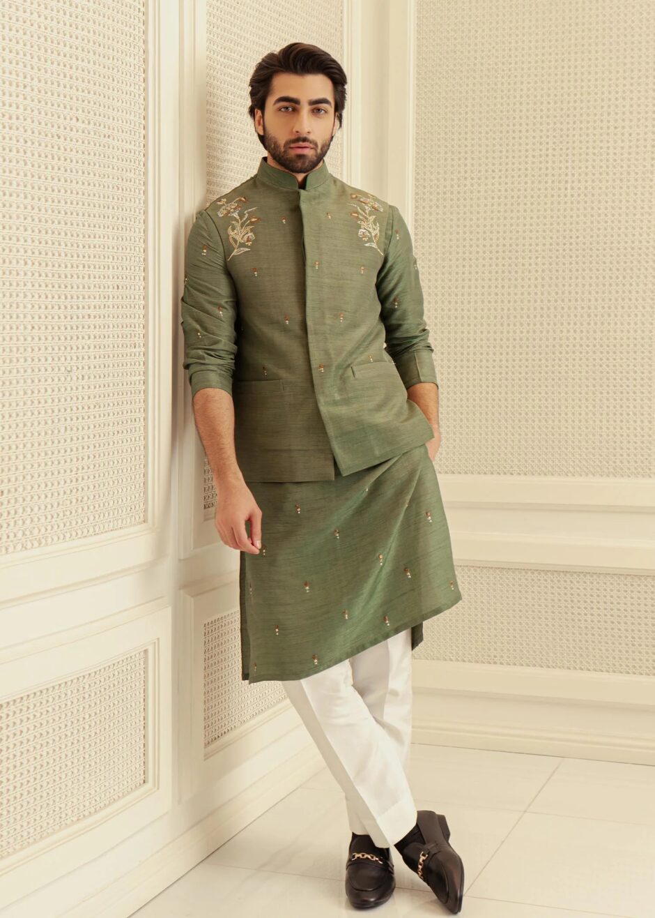 Mehndi Green Waistcoat