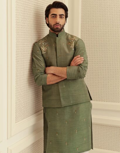 Mehndi Green Waistcoat